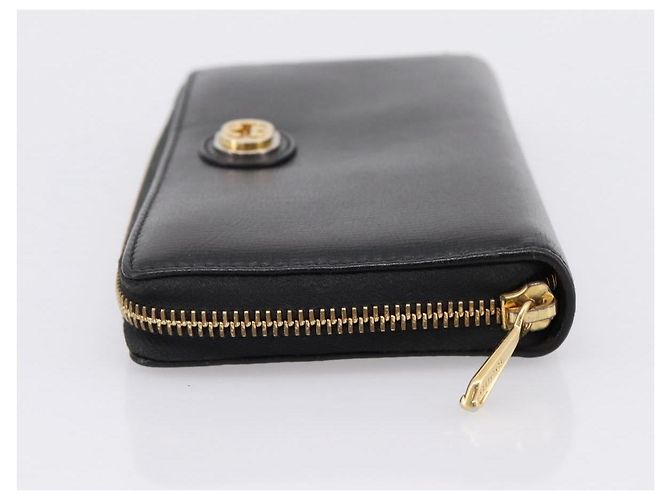 Portafoglio lungo GUCCI Interlocking G in pelle nera e oro Auth 198800V Nero D'oro - vista 3