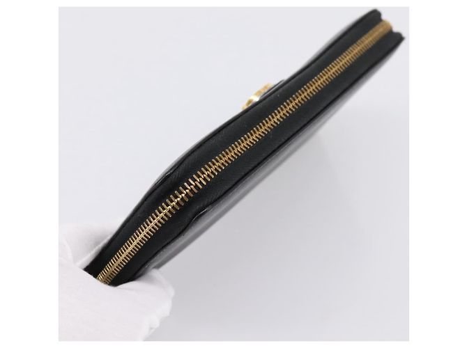 Portafoglio lungo GUCCI Interlocking G in pelle nera e oro Auth 198800V Nero D'oro - vista 5