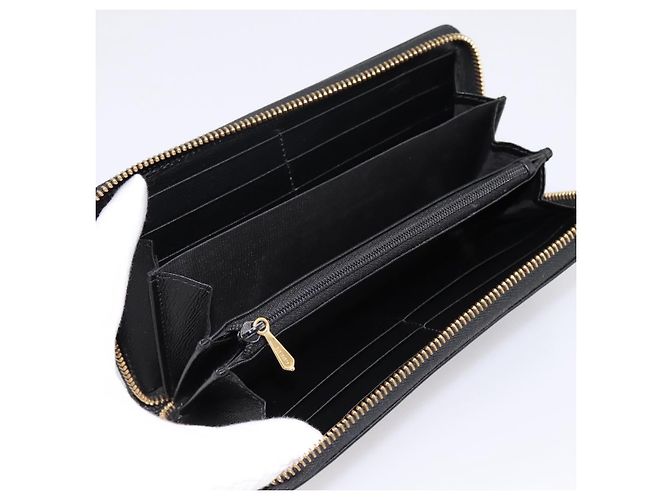 Portafoglio lungo GUCCI Interlocking G in pelle nera e oro Auth 198800V Nero D'oro - vista 9