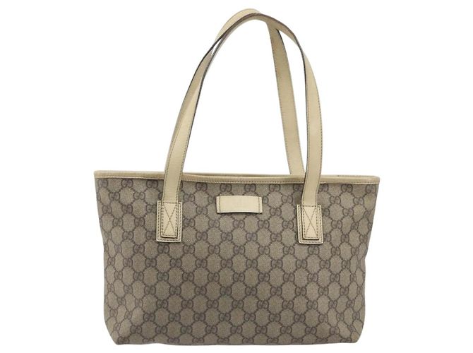 Borsa Tote GUCCI GG Supreme PVC Beige Silver 211138 Auth mr2860 Argento - vista 13