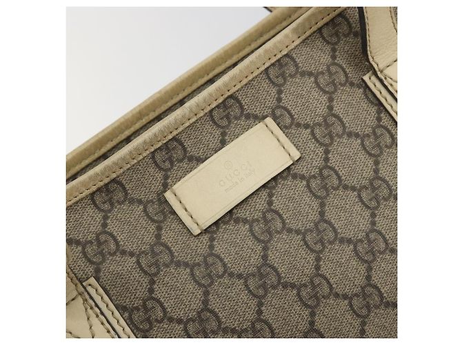 Borsa Tote GUCCI GG Supreme PVC Beige Silver 211138 Auth mr2860 Argento - vista 17