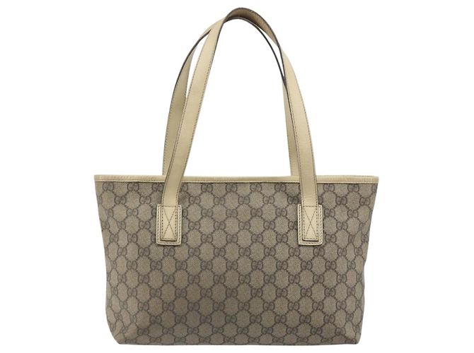 Borsa Tote GUCCI GG Supreme PVC Beige Silver 211138 Auth mr2860 Argento - vista 2