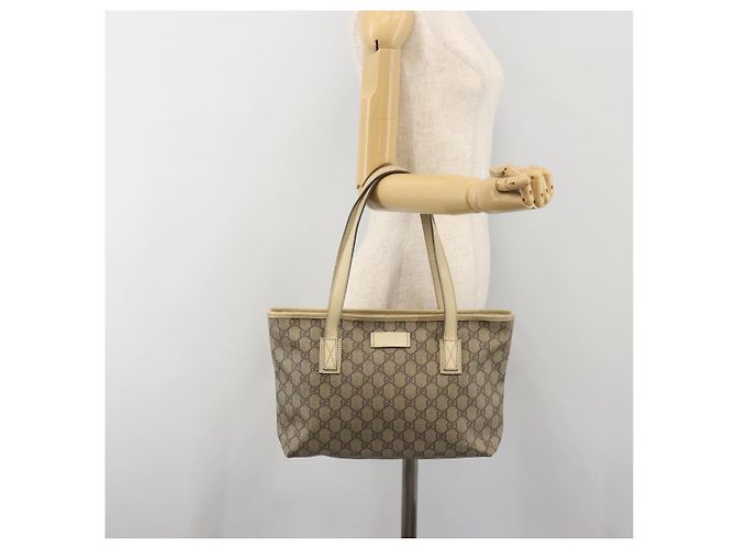 Borsa Tote GUCCI GG Supreme PVC Beige Silver 211138 Auth mr2860 Argento - vista 22