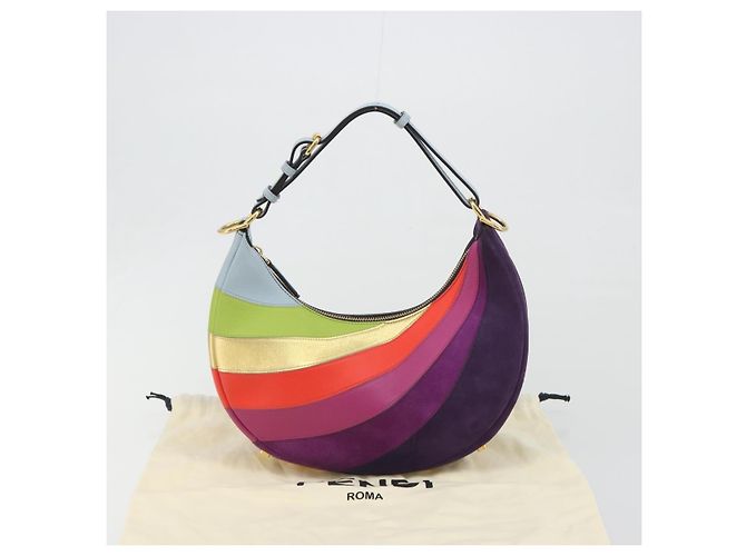 FENDI Graffiti Schultertasche aus Leder Multicolor Gold Auth 197520M Mehrfarben Golden - Ansicht 12