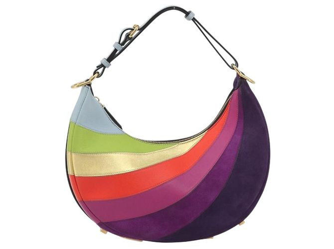 FENDI Graffiti Schultertasche aus Leder Multicolor Gold Auth 197520M Mehrfarben Golden - Ansicht 13