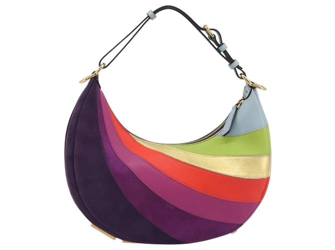 FENDI Graffiti Schultertasche aus Leder Multicolor Gold Auth 197520M Mehrfarben Golden - Ansicht 2