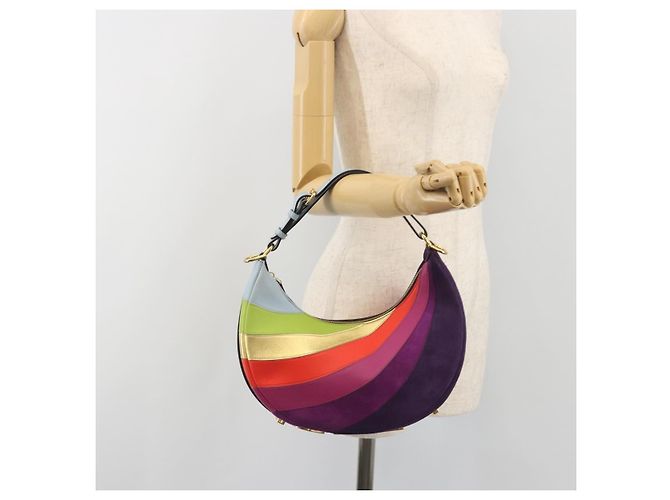 FENDI Graffiti Schultertasche aus Leder Multicolor Gold Auth 197520M Mehrfarben Golden - Ansicht 21