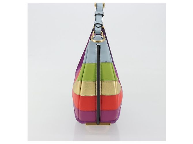 FENDI Graffiti Schultertasche aus Leder Multicolor Gold Auth 197520M Mehrfarben Golden - Ansicht 4