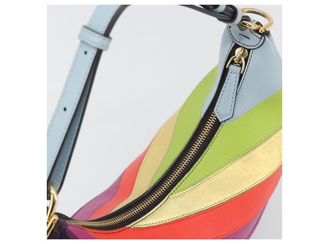 FENDI Graffiti Schultertasche aus Leder Multicolor Gold Auth 197520M Mehrfarben Golden - Ansicht 6