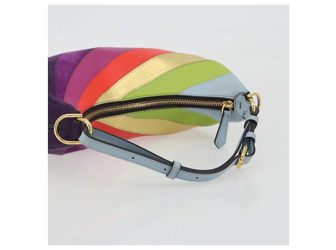 FENDI Graffiti Schultertasche aus Leder Multicolor Gold Auth 197520M Mehrfarben Golden - Ansicht 7