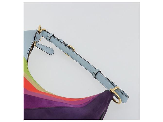 FENDI Graffiti Schultertasche aus Leder Multicolor Gold Auth 197520M Mehrfarben Golden - Ansicht 8
