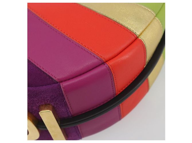 FENDI Graffiti Schultertasche aus Leder Multicolor Gold Auth 197520M Mehrfarben Golden - Ansicht 9