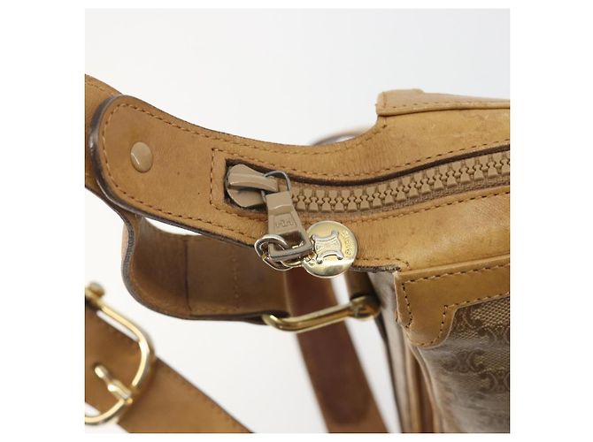 Céline Borsa a tracolla CELINE Macadam Canvas PVC Beige Gold Auth 196251 D'oro - vista 10