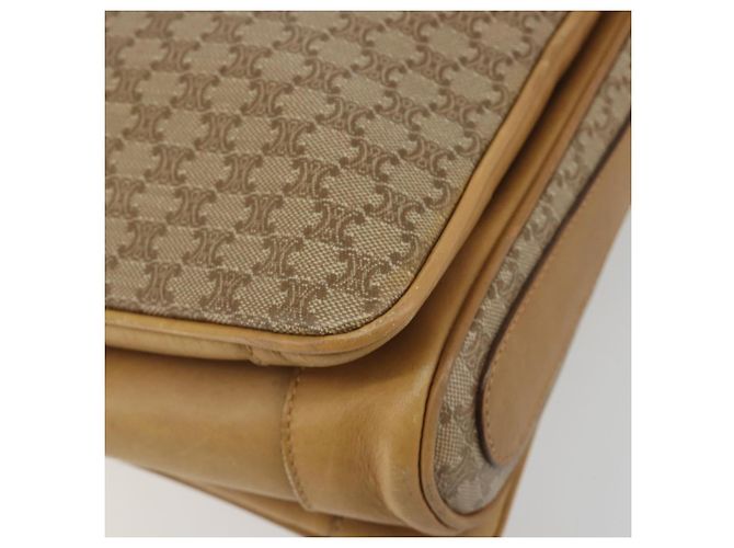 Céline Borsa a tracolla CELINE Macadam Canvas PVC Beige Gold Auth 196251 D'oro - vista 15