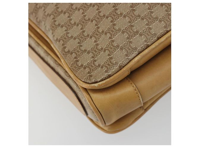 Céline Borsa a tracolla CELINE Macadam Canvas PVC Beige Gold Auth 196251 D'oro - vista 16