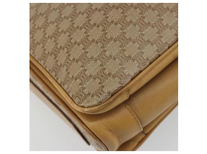 Céline Borsa a tracolla CELINE Macadam Canvas PVC Beige Gold Auth 196251 D'oro - vista 18