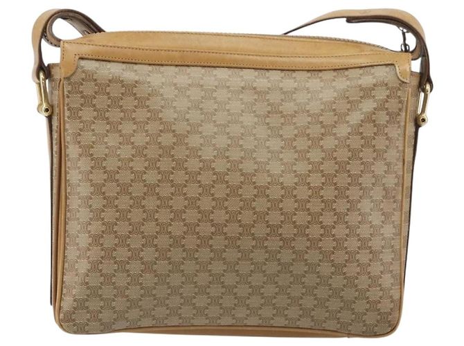 Céline Borsa a tracolla CELINE Macadam Canvas PVC Beige Gold Auth 196251 D'oro - vista 2