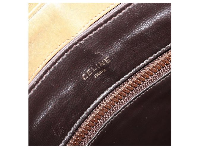 Céline Borsa a tracolla CELINE Macadam Canvas PVC Beige Gold Auth 196251 D'oro - vista 20