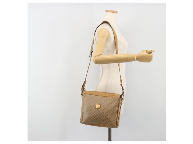 Céline Borsa a tracolla CELINE Macadam Canvas PVC Beige Gold Auth 196251 D'oro - vista 27