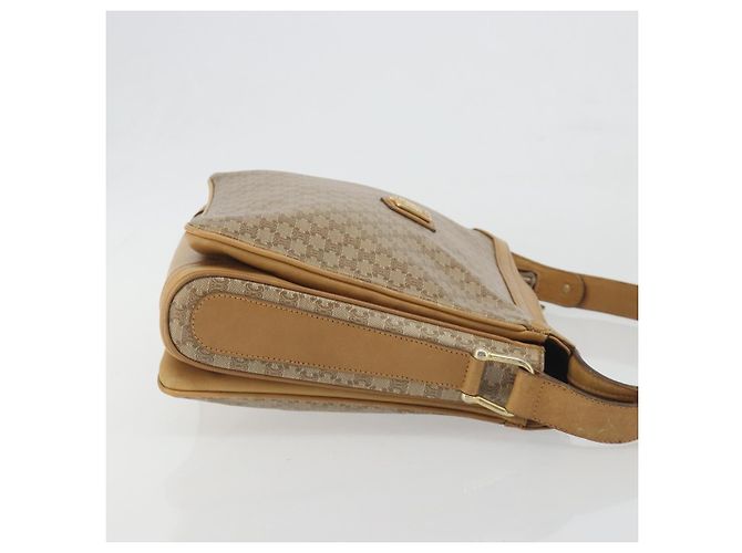Céline Borsa a tracolla CELINE Macadam Canvas PVC Beige Gold Auth 196251 D'oro - vista 3