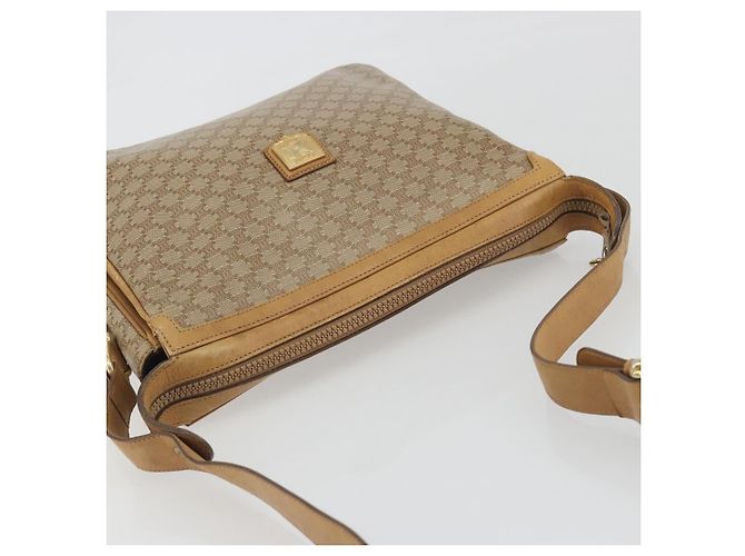 Céline Borsa a tracolla CELINE Macadam Canvas PVC Beige Gold Auth 196251 D'oro - vista 6
