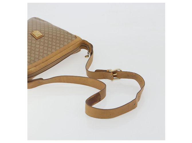 Céline Borsa a tracolla CELINE Macadam Canvas PVC Beige Gold Auth 196251 D'oro - vista 7