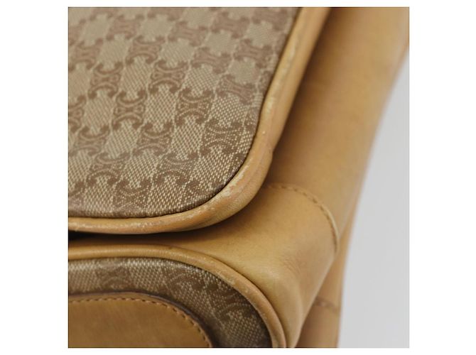 Céline Borsa a tracolla CELINE Macadam Canvas PVC Beige Gold Auth 196251 D'oro - vista 9