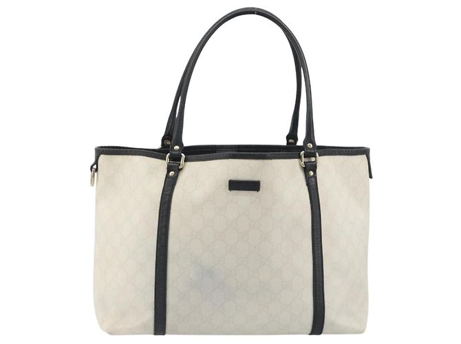 Borsa Tote GUCCI GG Supreme PVC White Gold 197953 Auth 196619 - vista 13