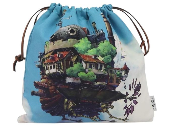 LOEWE Studio Ghibli Howl's Moving Castle Pouch Nylon Blue Auth 167498M Azul - vista 13