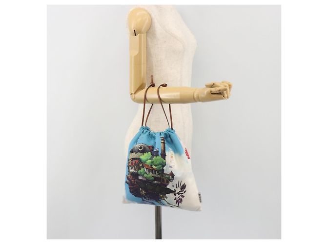 LOEWE Studio Ghibli Howl's Moving Castle Pouch Nylon Blue Auth 167498M Azul - vista 22