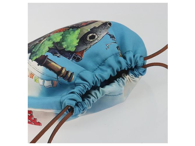 LOEWE Studio Ghibli Howl's Moving Castle Pouch Nylon Blue Auth 167498M Azul - vista 6