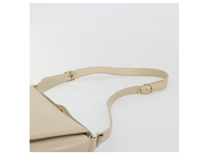 Borsa a tracolla GUCCI Old Turn Lock in pelle beige tono oro Auth am12298A - vista 14