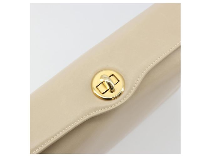 Borsa a tracolla GUCCI Old Turn Lock in pelle beige tono oro Auth am12298A - vista 18