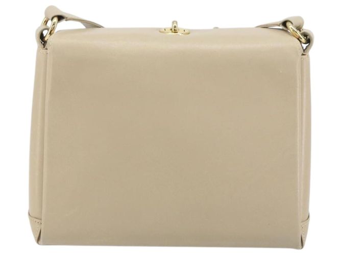 Borsa a tracolla GUCCI Old Turn Lock in pelle beige tono oro Auth am12298A - vista 2