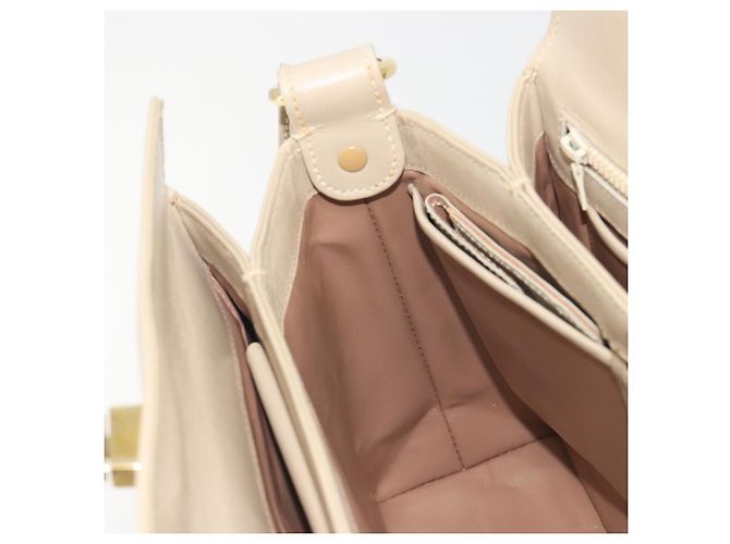 Borsa a tracolla GUCCI Old Turn Lock in pelle beige tono oro Auth am12298A - vista 20
