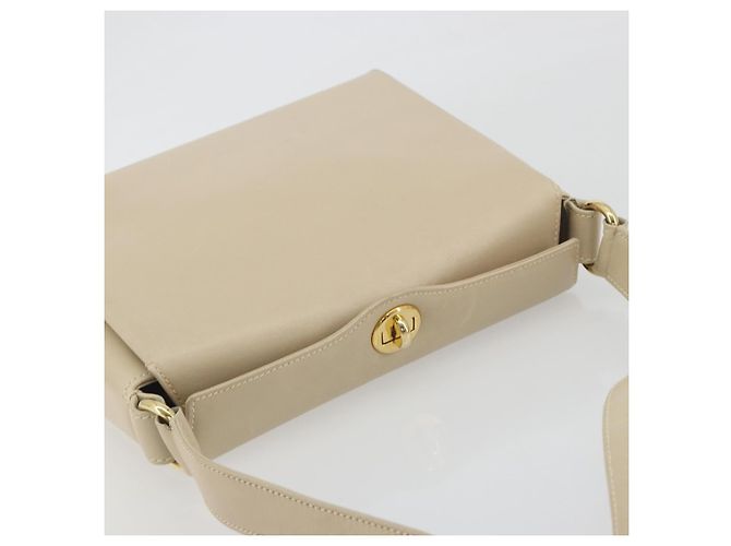 Borsa a tracolla GUCCI Old Turn Lock in pelle beige tono oro Auth am12298A - vista 6