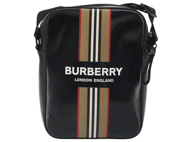 Borsa a tracolla BURBERRY Thornton Messenger PVC Canvas Black Auth 198717A Nero - vista 13