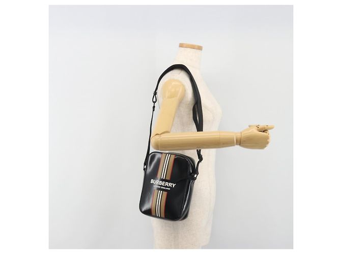 Borsa a tracolla BURBERRY Thornton Messenger PVC Canvas Black Auth 198717A Nero - vista 22