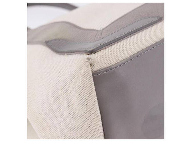 Bolsa de mão BALENCIAGA Navy Cabas XS Canvas White Silver 339933 Auth 196624 Prata Branco - vista 10