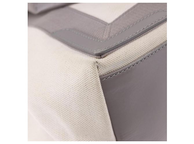 Bolsa de mão BALENCIAGA Navy Cabas XS Canvas White Silver 339933 Auth 196624 Prata Branco - vista 15