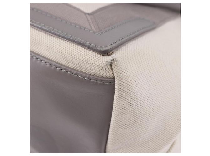 Bolsa de mão BALENCIAGA Navy Cabas XS Canvas White Silver 339933 Auth 196624 Prata Branco - vista 16