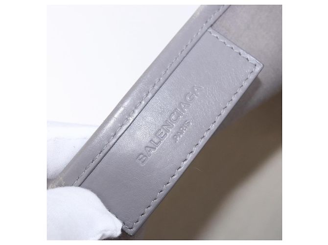 Bolsa de mão BALENCIAGA Navy Cabas XS Canvas White Silver 339933 Auth 196624 Prata Branco - vista 17