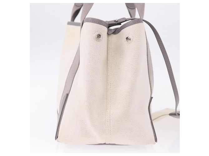 Bolsa de mão BALENCIAGA Navy Cabas XS Canvas White Silver 339933 Auth 196624 Prata Branco - vista 4