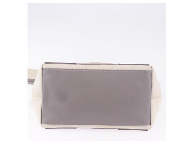 Bolsa de mão BALENCIAGA Navy Cabas XS Canvas White Silver 339933 Auth 196624 Prata Branco - vista 5