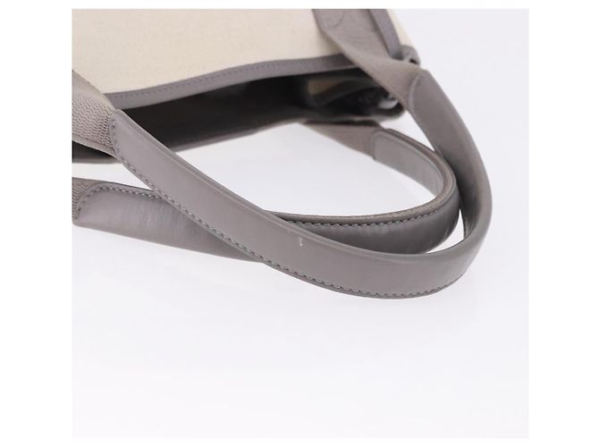Bolsa de mão BALENCIAGA Navy Cabas XS Canvas White Silver 339933 Auth 196624 Prata Branco - vista 8
