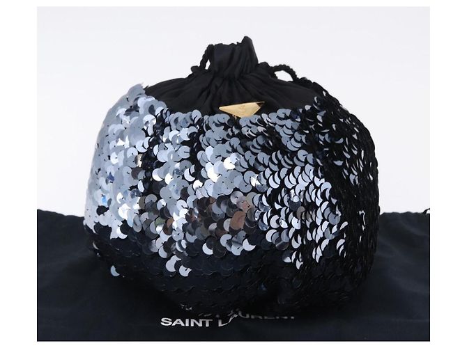 Borsa a tracolla SAINT LAURENT in nylon con paillettes Nera Auth ka5811V Nero - vista 12