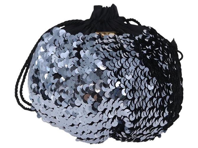 Borsa a tracolla SAINT LAURENT in nylon con paillettes Nera Auth ka5811V Nero - vista 13
