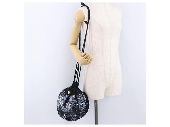 Borsa a tracolla SAINT LAURENT in nylon con paillettes Nera Auth ka5811V Nero - vista 20