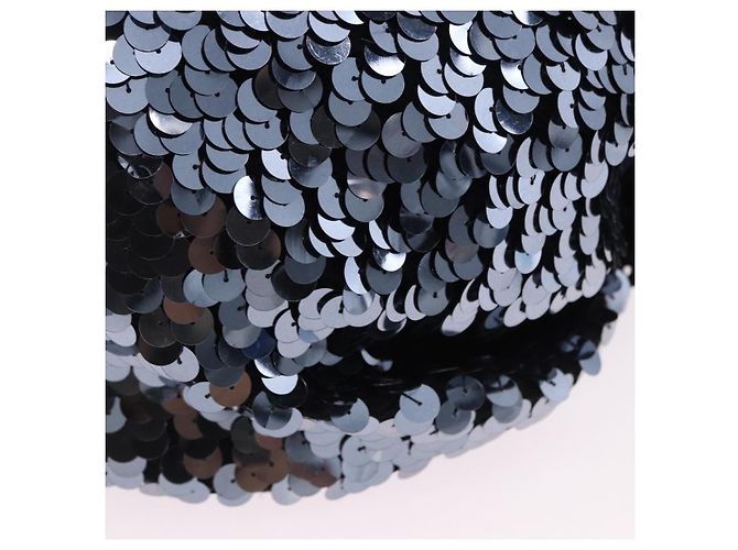 Borsa a tracolla SAINT LAURENT in nylon con paillettes Nera Auth ka5811V Nero - vista 9