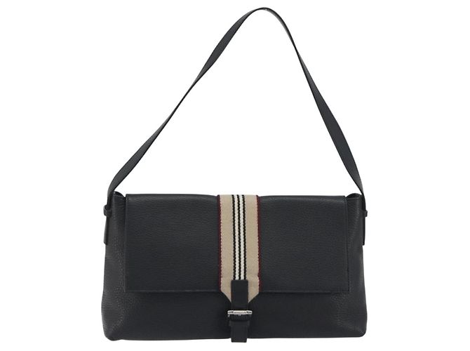 Borsa a tracolla BURBERRY in pelle nera argento Auth 198628A Nero - vista 13